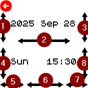 datetime with numbered swipe controls