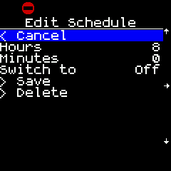 Edit Schedule menu