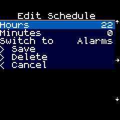 Edit Schedule menu